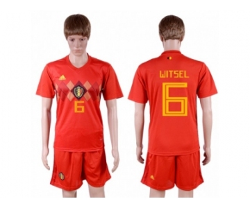 Belgium #6 Witsel Red Soccer Country Jersey