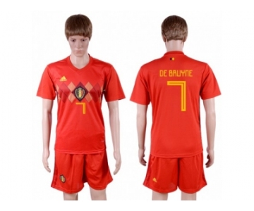 Belgium #7 De Bruyne Red Soccer Country Jersey