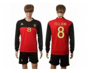 Belgium #8 Fellaini Red Home Long Sleeves Soccer Country Jersey