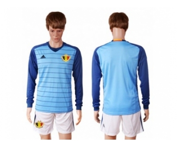 Belgium Blank Blue Goalkeeper Long Sleeves Soccer Country Jersey