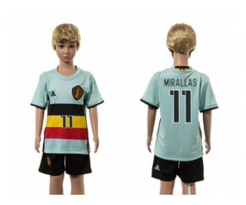 Belgium #11 Mirallas Away Kid Soccer Country Jersey