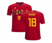 Belgium #18 Hazard Home Kid Soccer Country Jersey