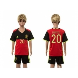 Belgium #20 Benteke Red Home Kid Soccer Country Jersey