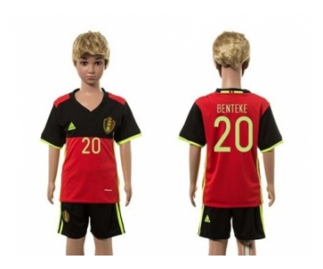 Belgium #20 Benteke Red Home Kid Soccer Country Jersey