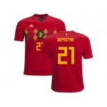 Belgium #21 Depoitre Home Kid Soccer Country Jersey