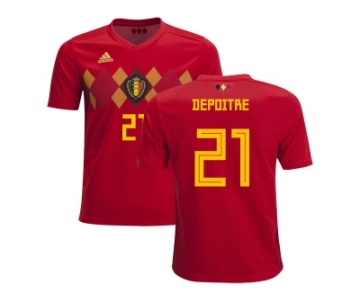 Belgium #21 Depoitre Home Kid Soccer Country Jersey