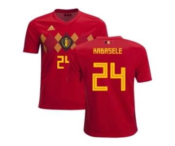 Belgium #24 Kabasele Home Kid Soccer Country Jersey