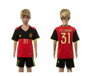 Belgium #31 Tielemans Red Home Kid Soccer Country Jersey