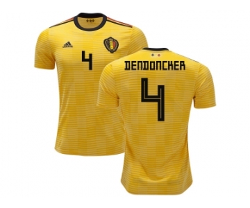 Belgium #4 Dendoncker Away Kid Soccer Country Jersey