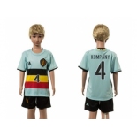 Belgium #4 Kompany Away Kid Soccer Country Jersey