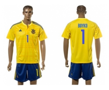 Ukraine #1 Boyko Home Soccer Country Jersey