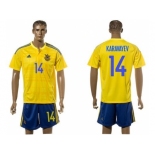 Ukraine #14 Karavayev Home Soccer Country Jersey