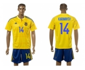 Ukraine #14 Karavayev Home Soccer Country Jersey