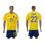 Ukraine #22 Kravets Home Soccer Country Jersey