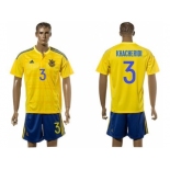 Ukraine #3 Khaceridi Home Soccer Country Jersey