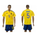 Ukraine #5 Kucher Home Soccer Country Jersey