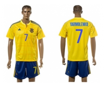 Ukraine #7 Yarmolenko Home Soccer Country Jersey