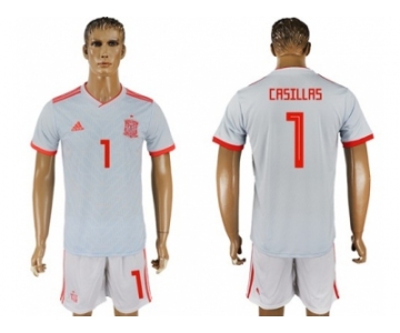 Spain #1 Casillas Away Soccer Country Jersey