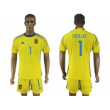 Spain #1 Casillas Yellow Goalkeeper Soccer Country Jersey