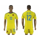 Spain #12 De Gea Yellow Goalkeeper Soccer Country Jersey