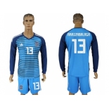 Spain #13 Arrizabalaga Blue Goalkeeper Long Sleeves Soccer Country Jersey