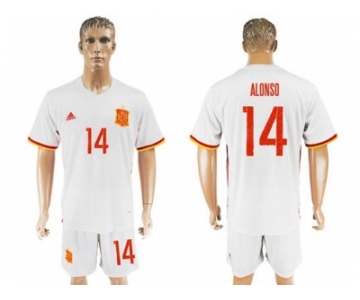 Spain #14 Alonso Away Soccer Country Jersey