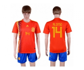 Spain #14 Alonso Home Soccer Country Jersey