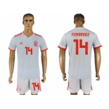 Spain #14 Fernandez Away Soccer Country Jersey