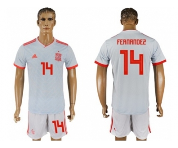 Spain #14 Fernandez Away Soccer Country Jersey