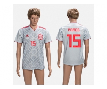 Spain #15 Ramos Grey Training Soccer Country Jersey