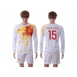 Spain #15 Sergio Ramos White Away Long Sleeves Soccer Country Jersey