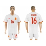 Spain #16 De Marcos Away Soccer Country Jersey