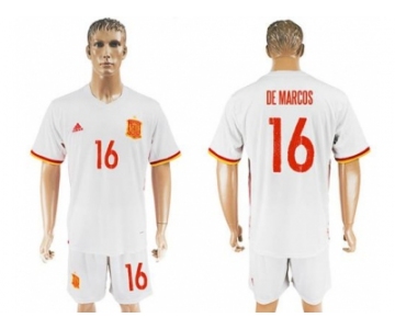 Spain #16 De Marcos Away Soccer Country Jersey