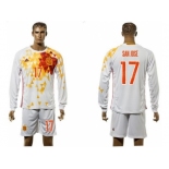 Spain #17 San Jose White Away Long Sleeves Soccer Country Jersey1