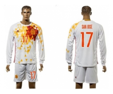 Spain #17 San Jose White Away Long Sleeves Soccer Country Jersey1