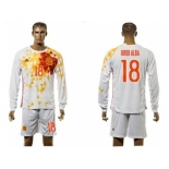 Spain #18 Jordi Alba White Away Long Sleeves Soccer Country Jersey1