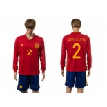 Spain #2 Azpilicueta Red Home Long Sleeves Soccer Country Jersey