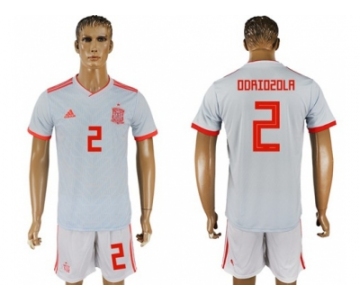 Spain #2 Odriozola Away Soccer Country Jersey