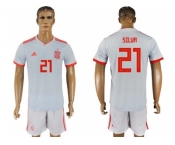 Spain #21 Silva Away Soccer Country Jersey