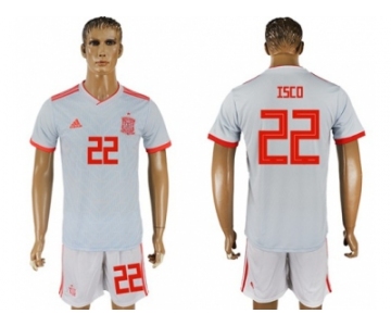 Spain #22 Isco Away Soccer Country Jersey