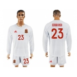 Spain #23 Sergio Rico White Away Long Sleeves Soccer Country Jersey