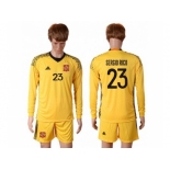 Spain #23 Sergio Rico Yellow Goalkeeper Long Sleeves Soccer Country Jersey