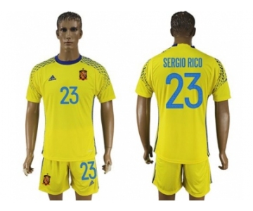 Spain #23 Sergio Rico Yellow Goalkeeper Soccer Country Jersey