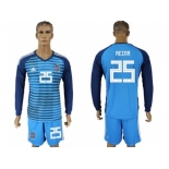 Spain #25 Reina Blue Goalkeeper Long Sleeves Soccer Country Jersey