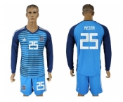 Spain #25 Reina Blue Goalkeeper Long Sleeves Soccer Country Jersey