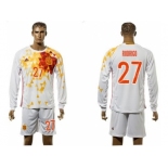 Spain #27 Rodrigo White Away Long Sleeves Soccer Country Jersey