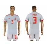 Spain #3 Pique Away Soccer Country Jersey