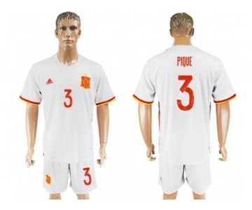 Spain #3 Pique Away Soccer Country Jersey