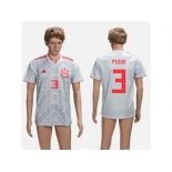 Spain #3 Pique Grey Training Soccer Country Jersey