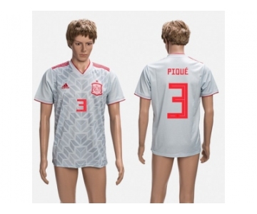 Spain #3 Pique Grey Training Soccer Country Jersey